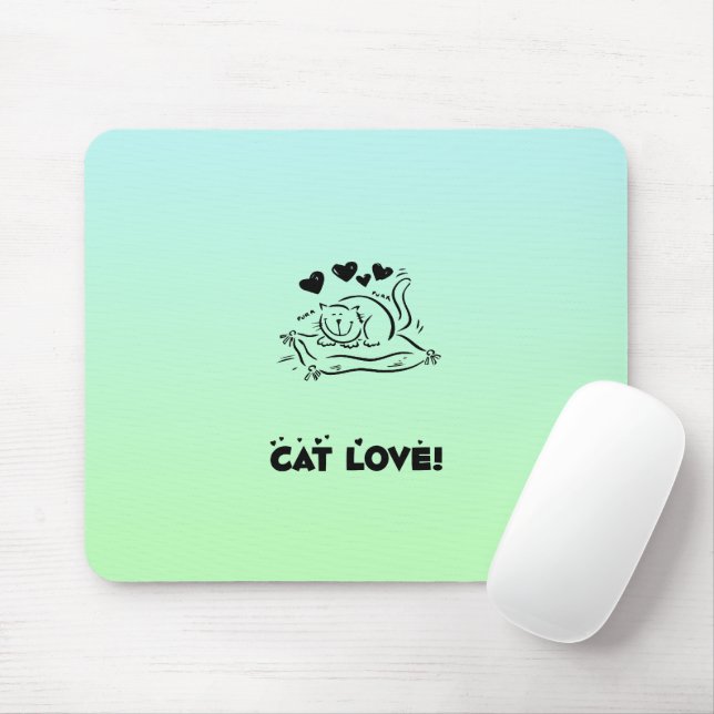 Tapis De Souris Cute Chat, Petit Chat, Kitty, Kitten, Coeurs (Avec souris)