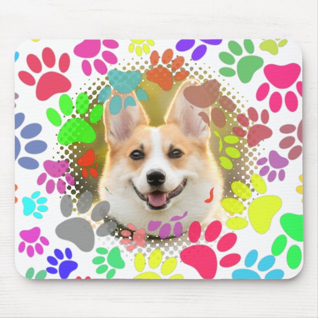 Tapis De Souris Cute Chien Photo Paw Motif Personnalisé (Devant)