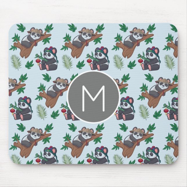 Tapis De Souris Cute Chinese Pandas Pattern Monogram (Devant)