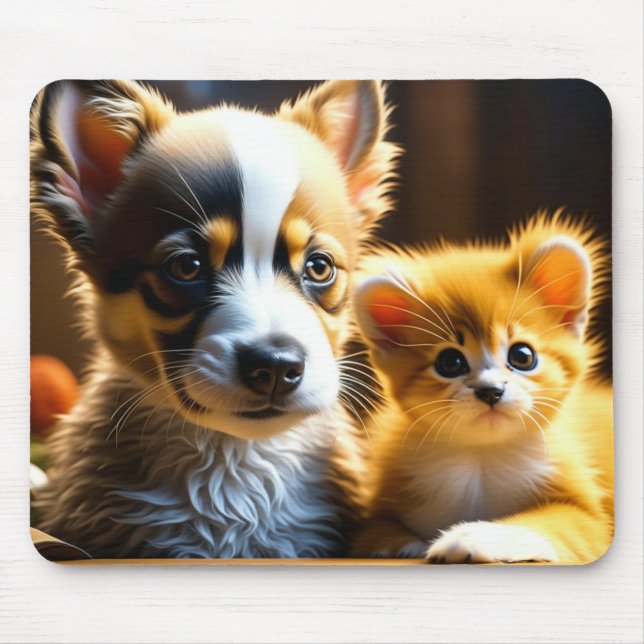 Tapis De Souris Cute Chiot et Kitten (Devant)