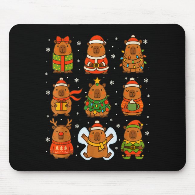 Tapis De Souris Cute Christmas Capybara Funny Family Xmas Men Wome (Devant)