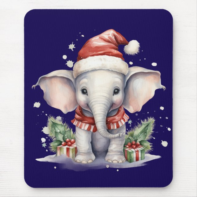 Tapis De Souris Cute Christmas Elephant (Devant)