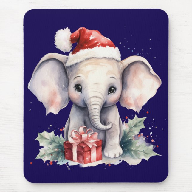 Tapis De Souris Cute Christmas Elephant (Devant)