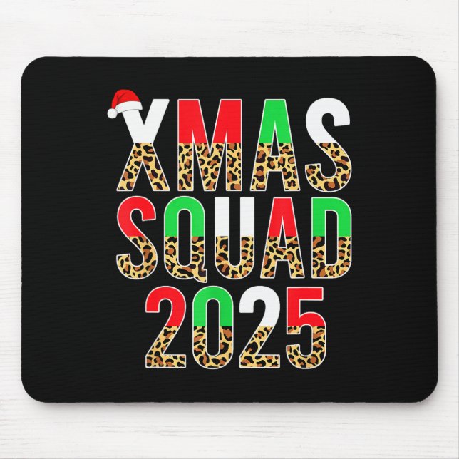 Tapis De Souris Cute Christmas Xmas Squad 2025 Leopard Print Famil (Devant)
