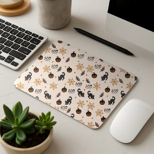 Tapis De Souris Cute Citrouille Chat Noir Halloween Motif