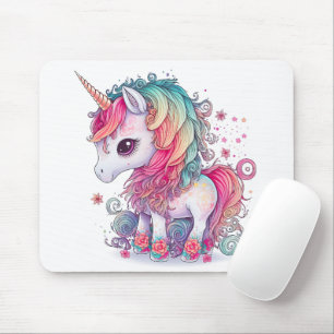 Tapis De Souris Cute Colorful Magic Creature Unicorn Artwork  