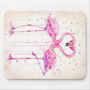 Tapis De Souris Cute Couple Flamant rose Love Imprimer Art