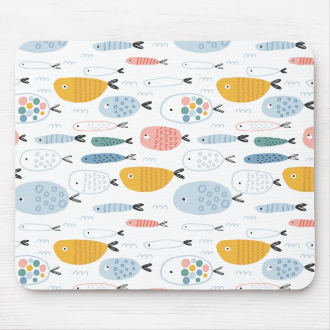 Tapis De Souris Cute Doodle École de Motif de poisson (Devant)