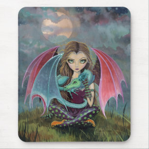 Tapis De Souris Cute Fairy and Dragon Imaginaire Art Mousepad