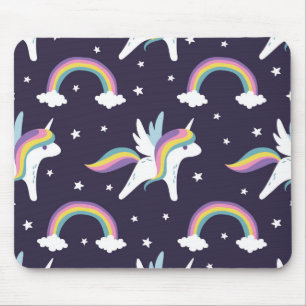 Tapis De Souris Cute Fairy Unicorn + arc-en-ciel bleu arrière - p