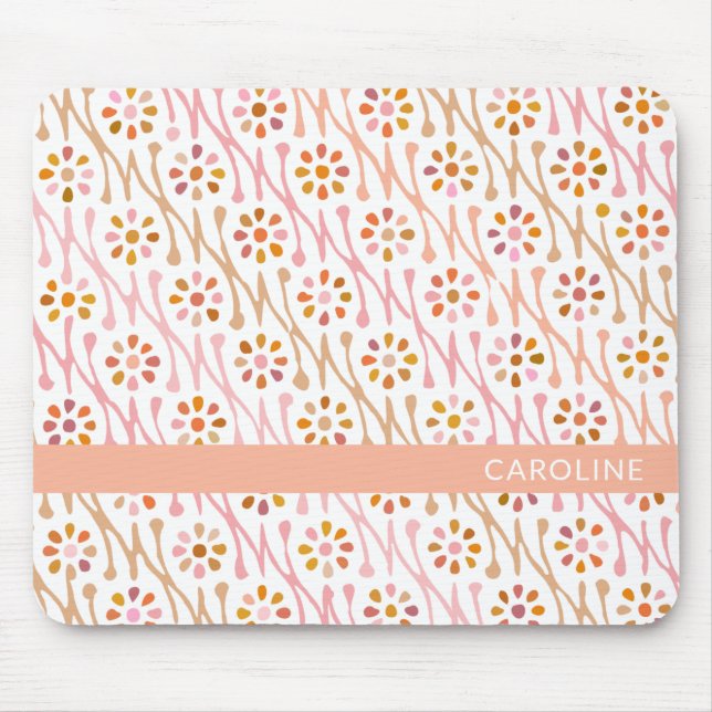 Tapis De Souris Cute Flower Motif Earthy Boho Personnalisé (Devant)