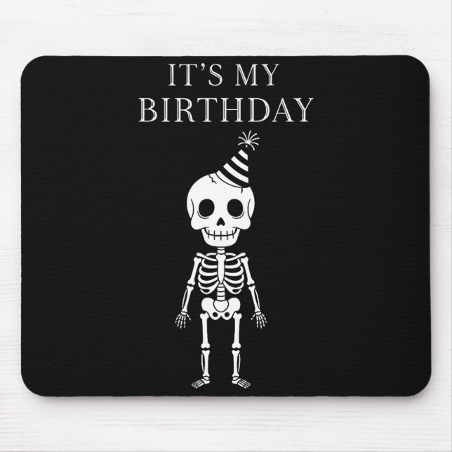 Tapis De Souris Cute Funny Kawaii Skeleton Birthday Skull Happy Wo (Devant)