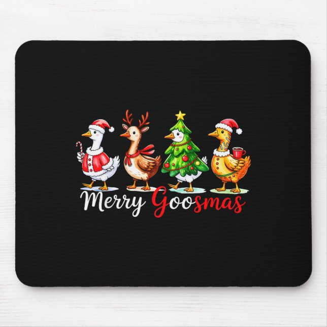 Tapis De Souris Cute Funny Merry Goosmas Silly Goose Reindeer Hot  (Devant)