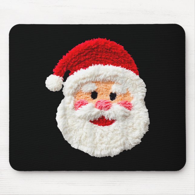 Tapis De Souris Cute Funny Preppy Faux Yarn Santa Claus Face Merry (Devant)