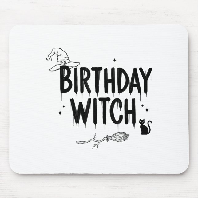 Tapis De Souris Cute Funny Witch Witchy Birthday Witches Happy Wom (Devant)