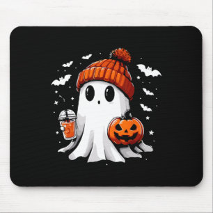 Tapis De Souris Cute Ghost Boire Café Halloween Ghost Café
