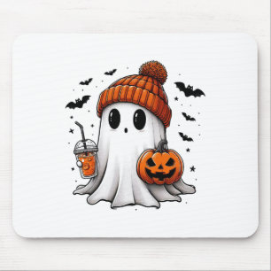 Tapis De Souris Cute Ghost Boire Café Halloween Ghost Ice Cof
