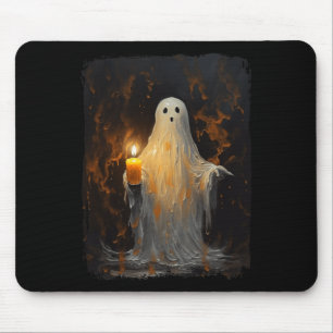Tapis De Souris Cute Ghost Holding bougie Fun Halloween Gothique V