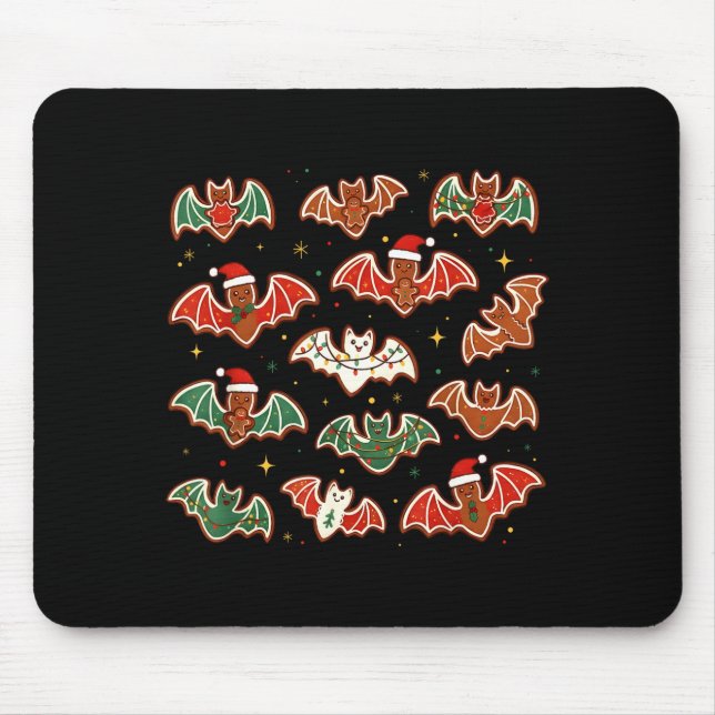 Tapis De Souris Cute Gingerbread Bats Soky Christmas Cookie Merry  (Devant)