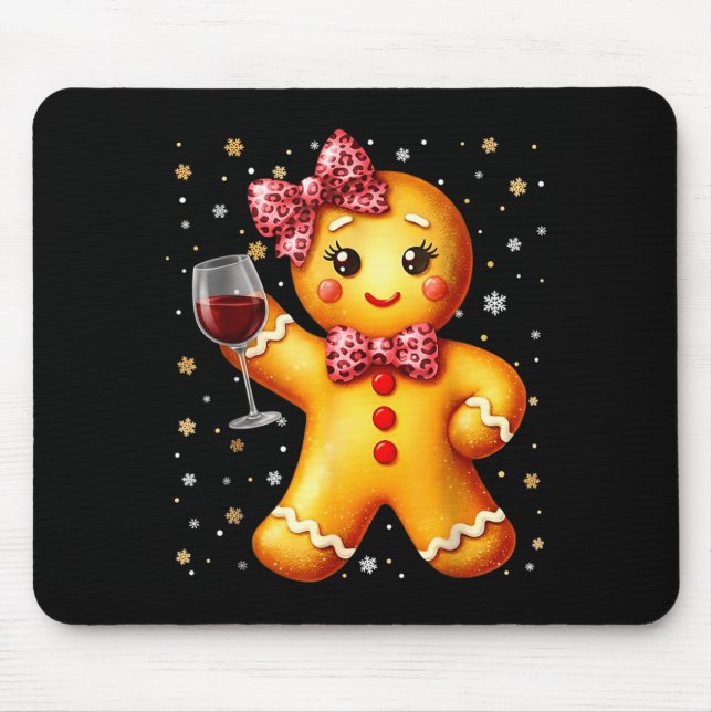 Tapis De Souris Cute Gingerbread Leopard Coquette Christmas Wine X (Devant)