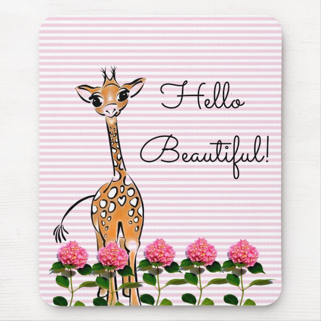 Tapis De Souris Cute Giraffe drawing, safari animals (Devant)