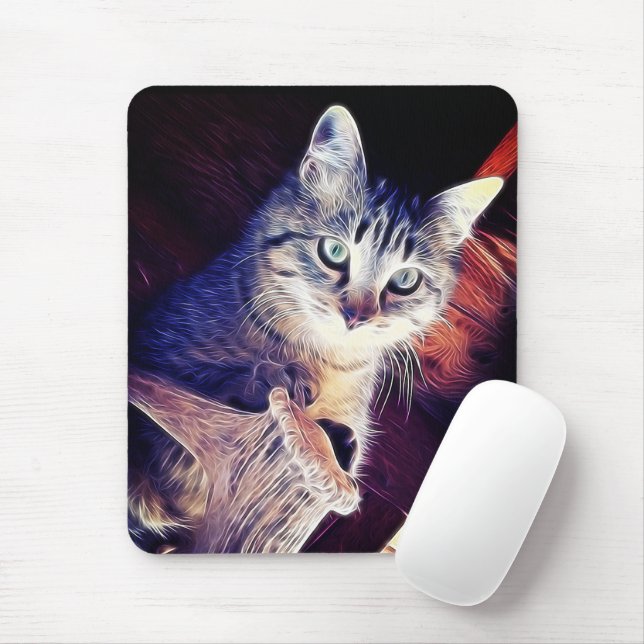 Tapis De Souris Cute Grey Kitten En Rafters Photo De Gros Plan (Avec souris)