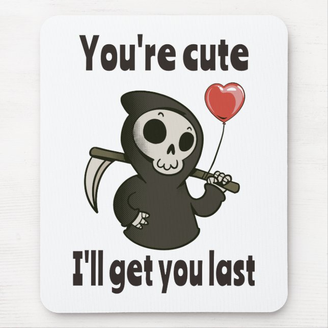 Tapis De Souris Cute Grim Reaper avec coeur romantique (Devant)