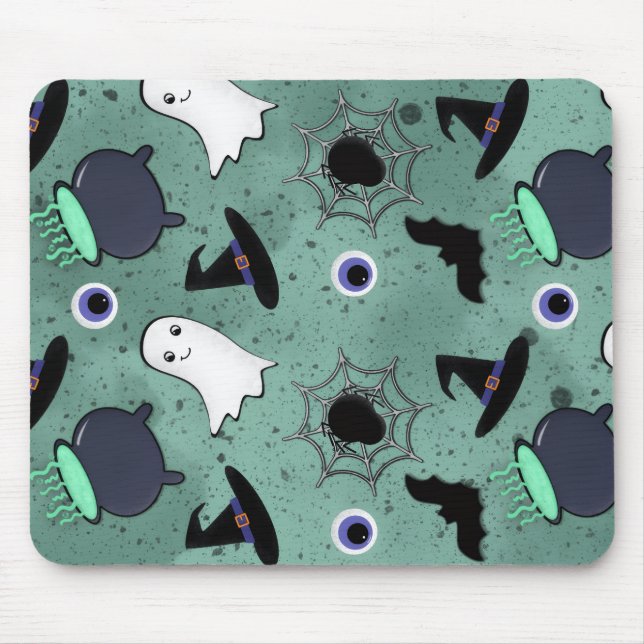 Tapis De Souris Cute Halloween Motif sans couture (Devant)