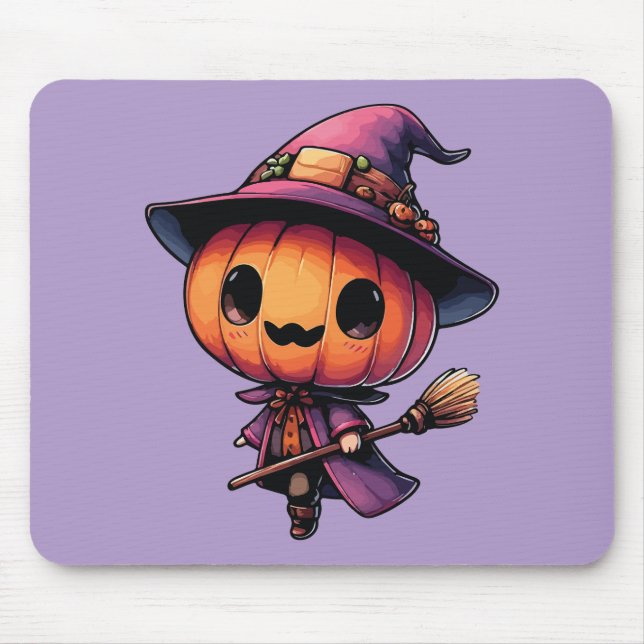 Tapis De Souris Cute Halloween pumpkin witch (Devant)