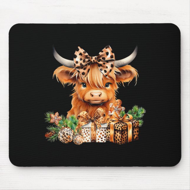 Tapis De Souris Cute Highland Cow Christmas Santa Highland Cow Lov (Devant)