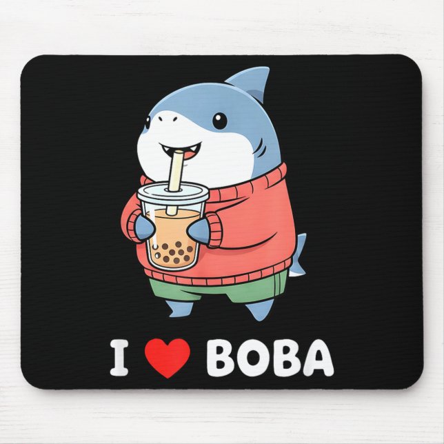 Tapis De Souris Cute Kawaii Shark Boba Tea Funny Bubble Tea Lover  (Devant)