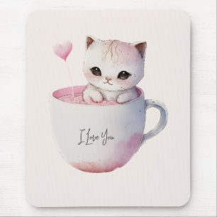 Tapis De Souris Cute Kitten avec Coeur de Balloon
