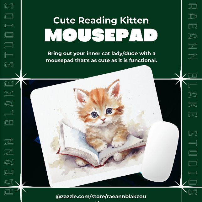Tapis De Souris Cute Lecture Kitten Mousepad (Créateur téléchargé)
