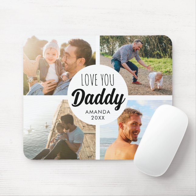Tapis De Souris Cute Love You 'Papa' Collage Photo personnalisée (Avec souris)