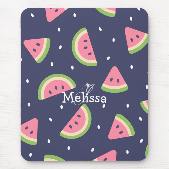 Tapis De Souris Cute moderne Motif de pastèque rose verte (Devant)