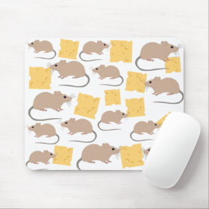 Tapis De Souris Cute Mouse Rodent Eating Cheese Pattern