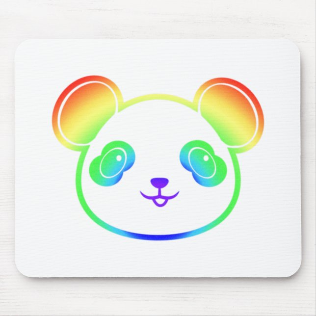Tapis De Souris Cute Panda Bear Dans Les Couleurs De L'Arc-En-Ciel (Devant)