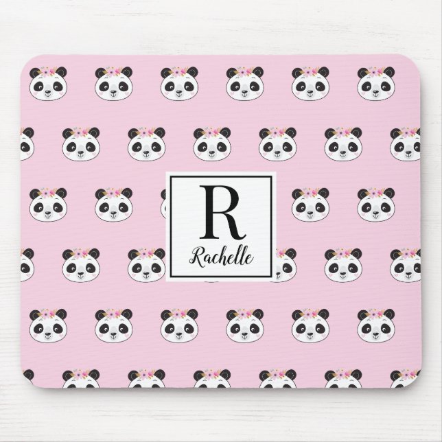 Tapis De Souris Cute Panda Girl Pink personnalisée (Devant)