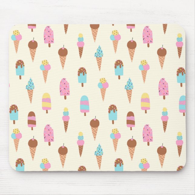Tapis De Souris Cute Pastel Motif de crème glacée (Devant)