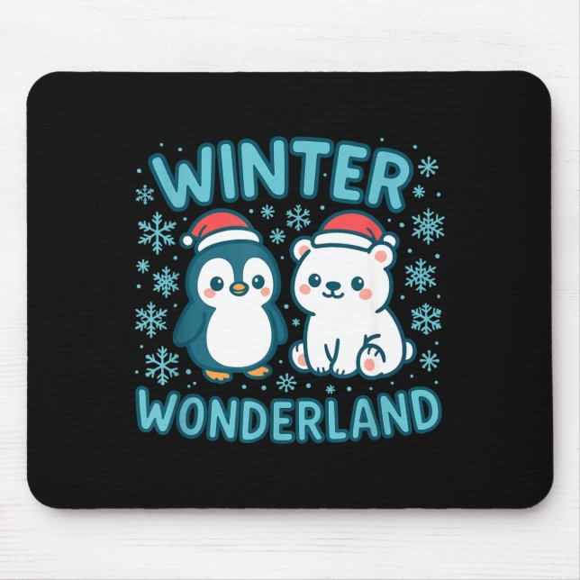 Tapis De Souris Cute Penguin And Lar Bear Winter Wonderland Christ (Devant)