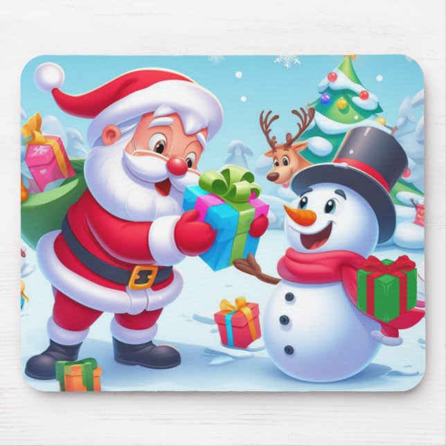 Tapis De Souris Cute Père Noël et Snowman (Devant)