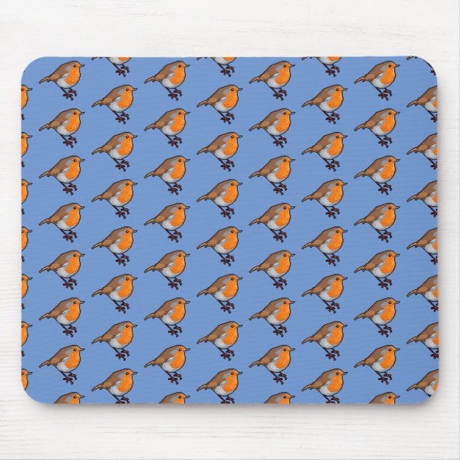 Tapis De Souris Cute Pixel Art européen Robin Red Breast Motif (Devant)