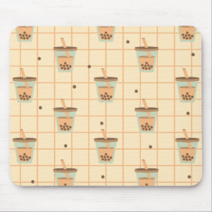 Tapis De Souris Cute Rétro Bubble Lait Thé Motif Grille
