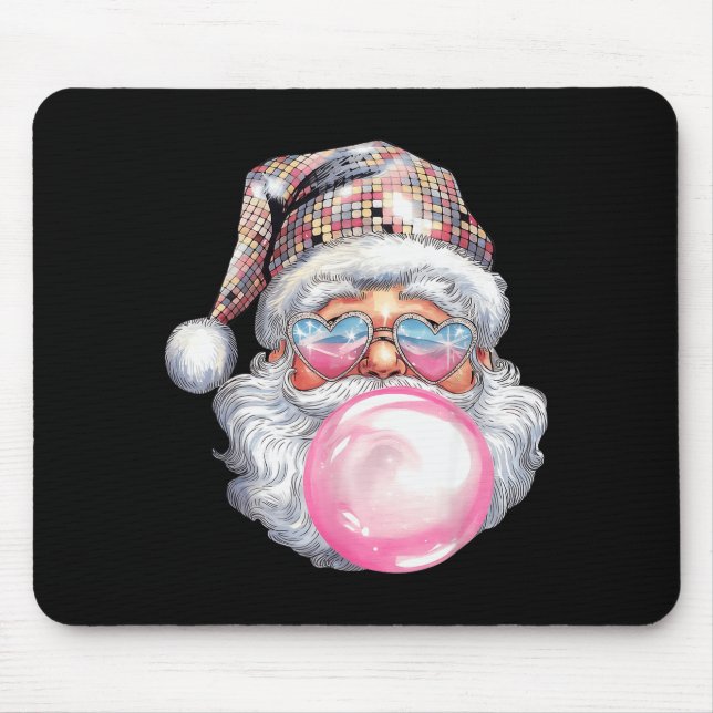 Tapis De Souris Cute Retro Santa Christmas Blowing Bubble Gum Vint (Devant)