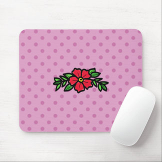 Tapis De Souris Cute rose Polkadot Rouge Tradition Rose Mouse Mat