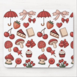 Tapis De Souris Cute rouge esthétique Champagne de fraise Dessert 