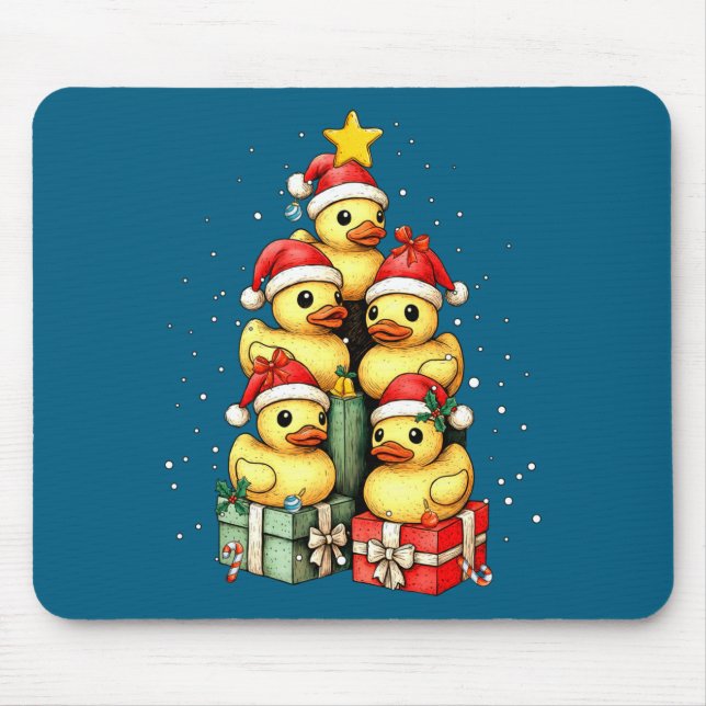 Tapis De Souris Cute Rubber Ducks Le Duckie Christmas Tree Xmas Ha (Devant)