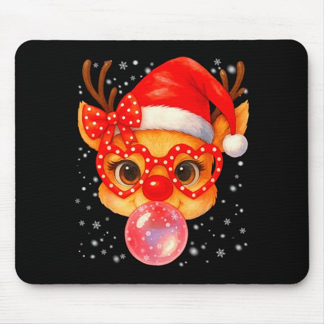Tapis De Souris Cute Rudolph Red Nose Bubble Gum Christmas Xmas Gi (Devant)