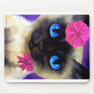 Tapis De Souris Cute Siamese Chat Peinture Animal Art