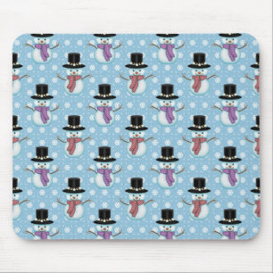 Tapis De Souris Cute Snowman and Snowflakes Pattern